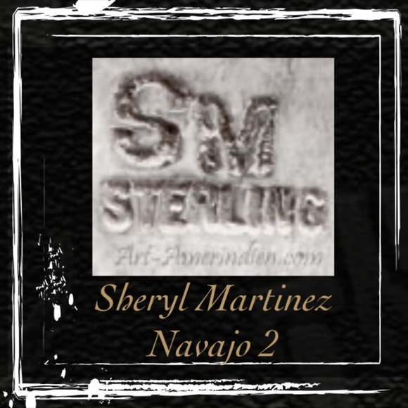 Signed-SM Multi Stone Inlaid Curve Sterling Silver Post Back Native Earrings - Picture 9 of 10